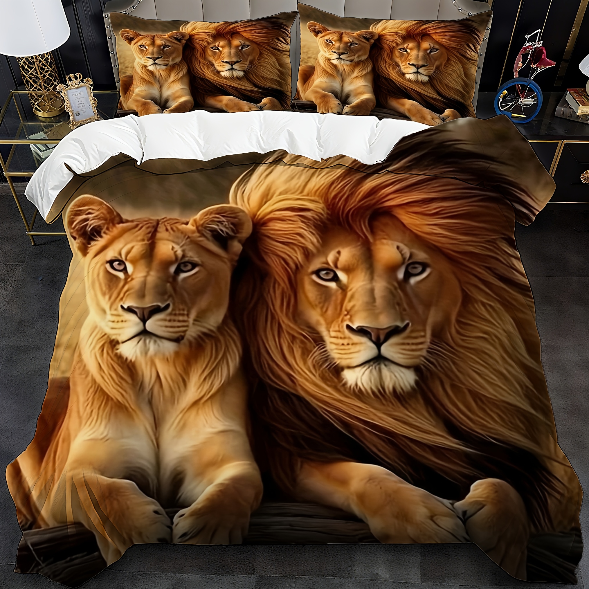 3D Printing Nerd - 3pcs Lion Couple Bedding Set 3D