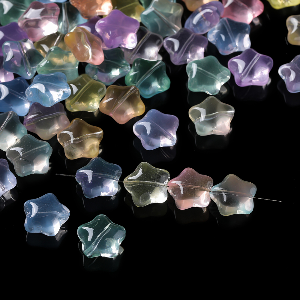 3D Printing Earrings - 10Pcs/lot Glass Star Beads 3D Shiny