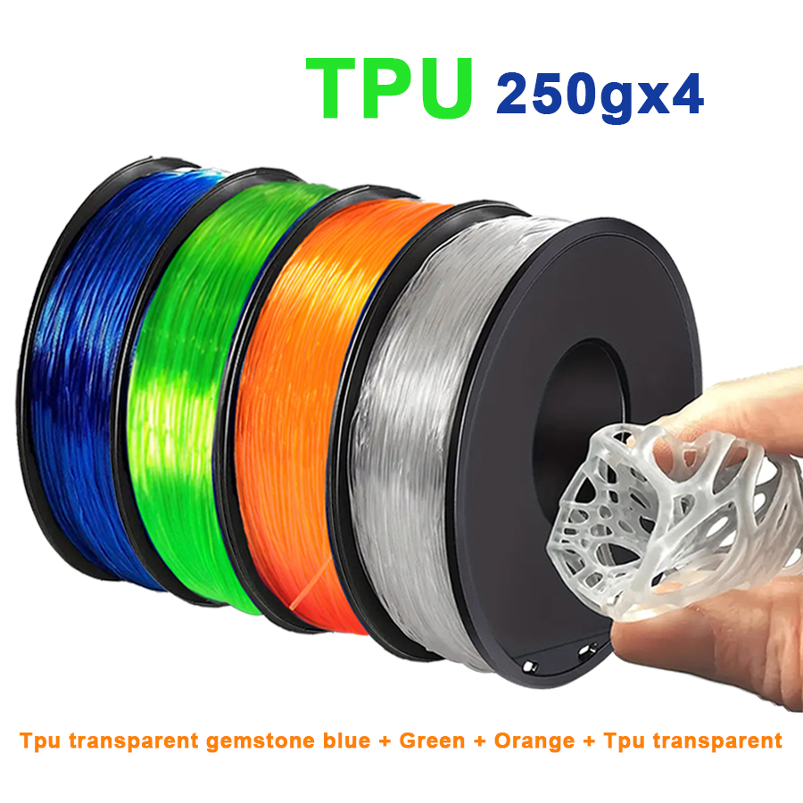 Tpu Flexible Filament - 250gx4 3D Printer Flexible TPU Transparent