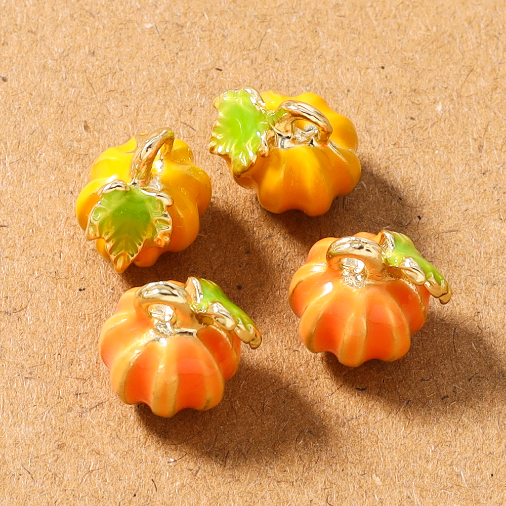3D Printing Earrings - 5pcs Cute Enamel 3D Pumpkin Charms