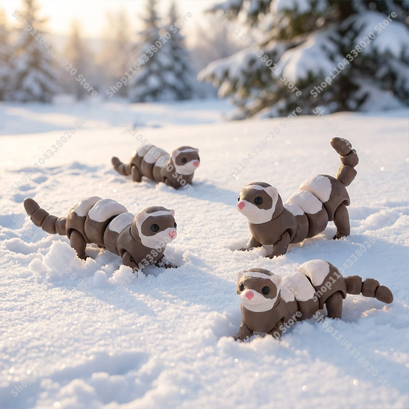 3D Printing Lizard - Articulated Ferret Figure - 8cm Brown
