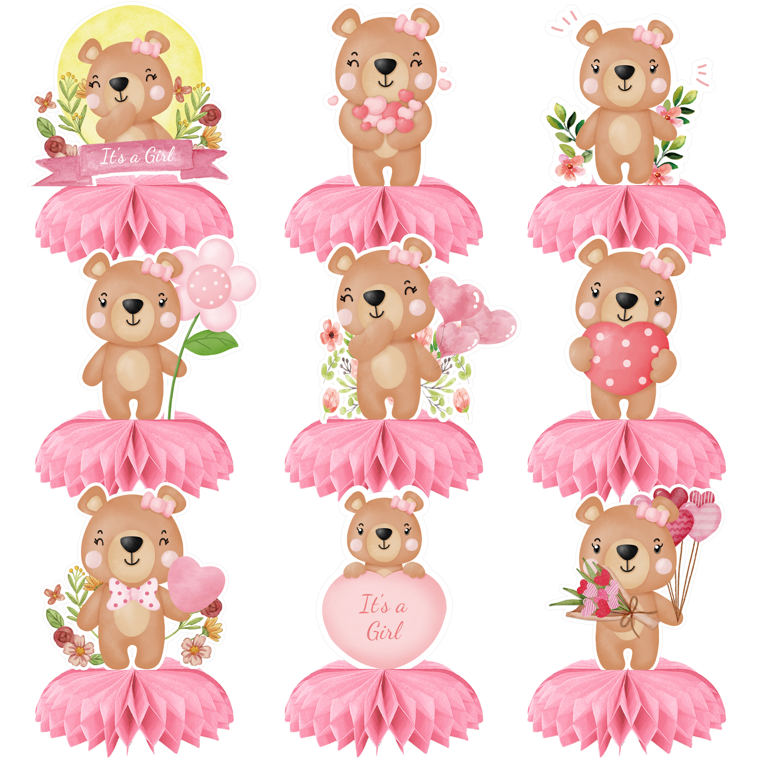 9Pcs Pink Bear 3D Honeycomb Ce - 3D Printing Table บทวิจารณ์และราคา