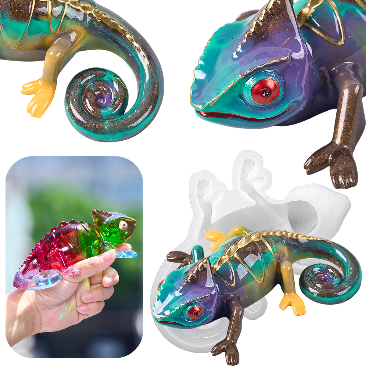 17cm 3D Chameleon Lizard Silic - 3D Printing Lizard บทวิจารณ์และราคา