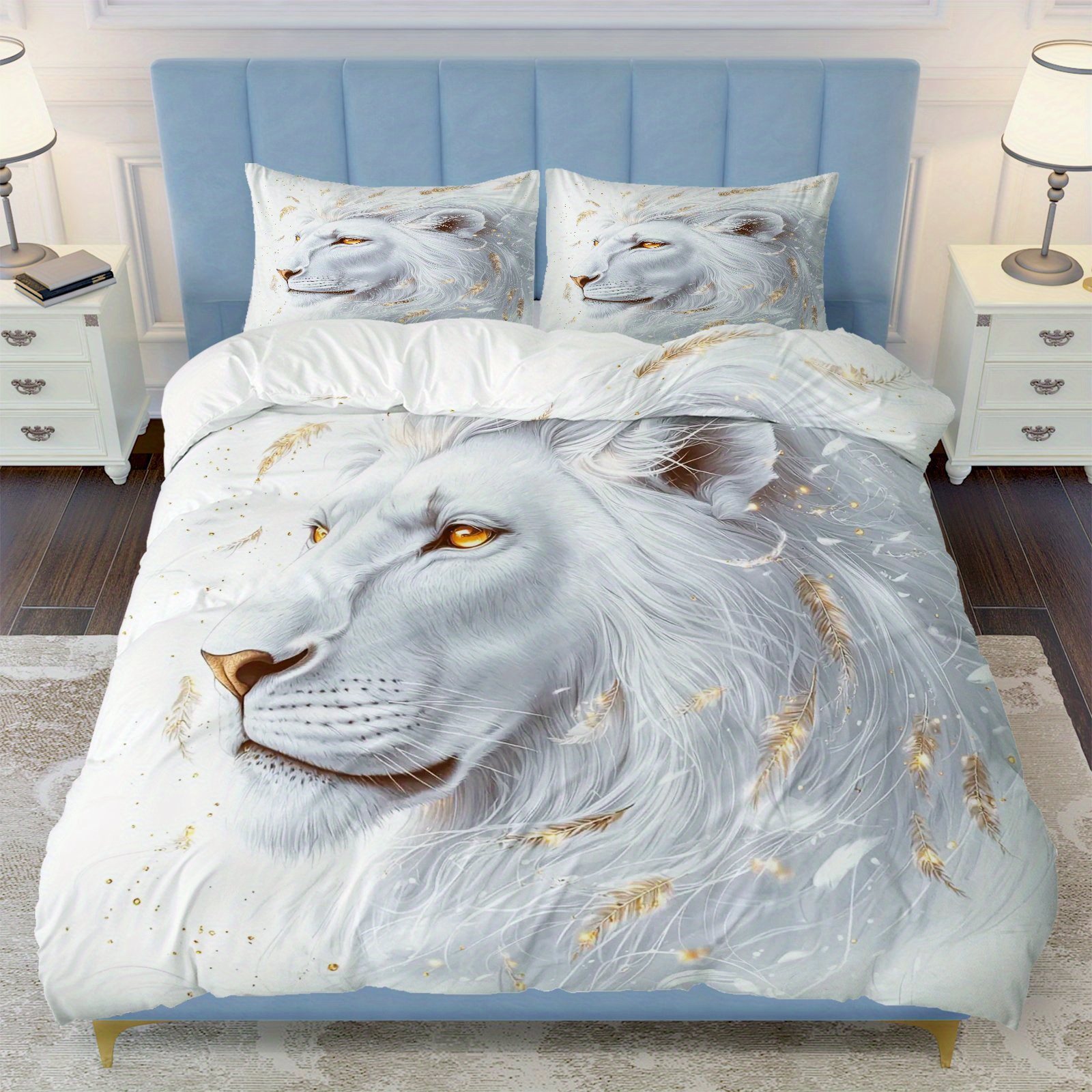3pcs White Lion Bedding Set 3D - 3D Printing Nerd บทวิจารณ์และราคา