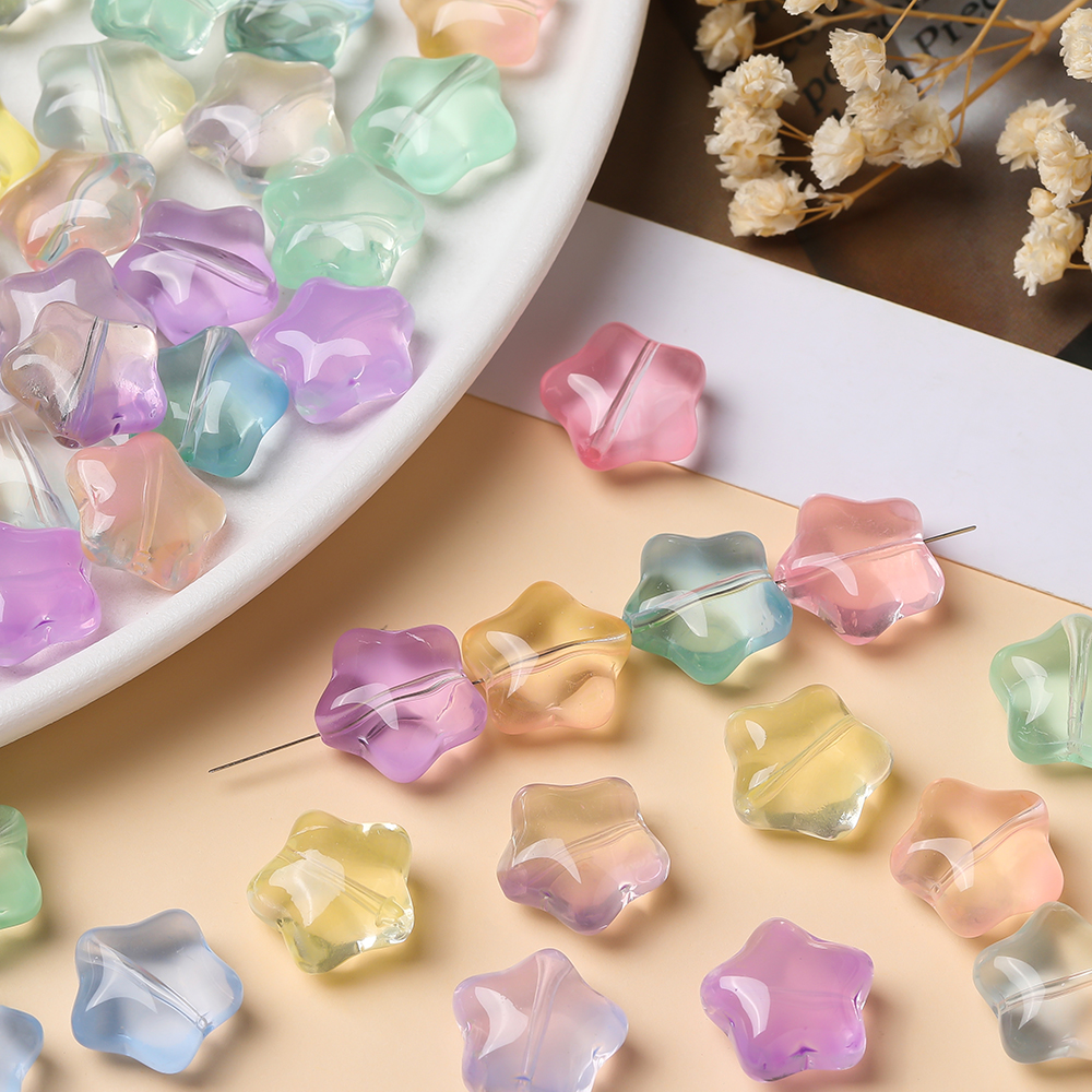 10Pcs/lot Glass Star Beads 3D  - 3D Printing Earrings บทวิจารณ์และราคา