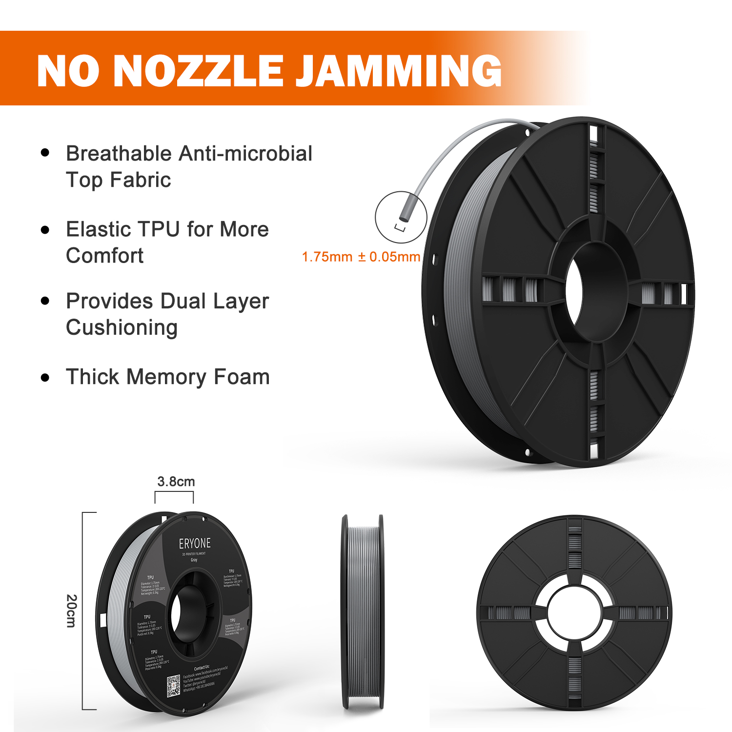 Eryone Flexible TPU Filament 1 - Tpu Flexible Filament บทวิจารณ์และราคา