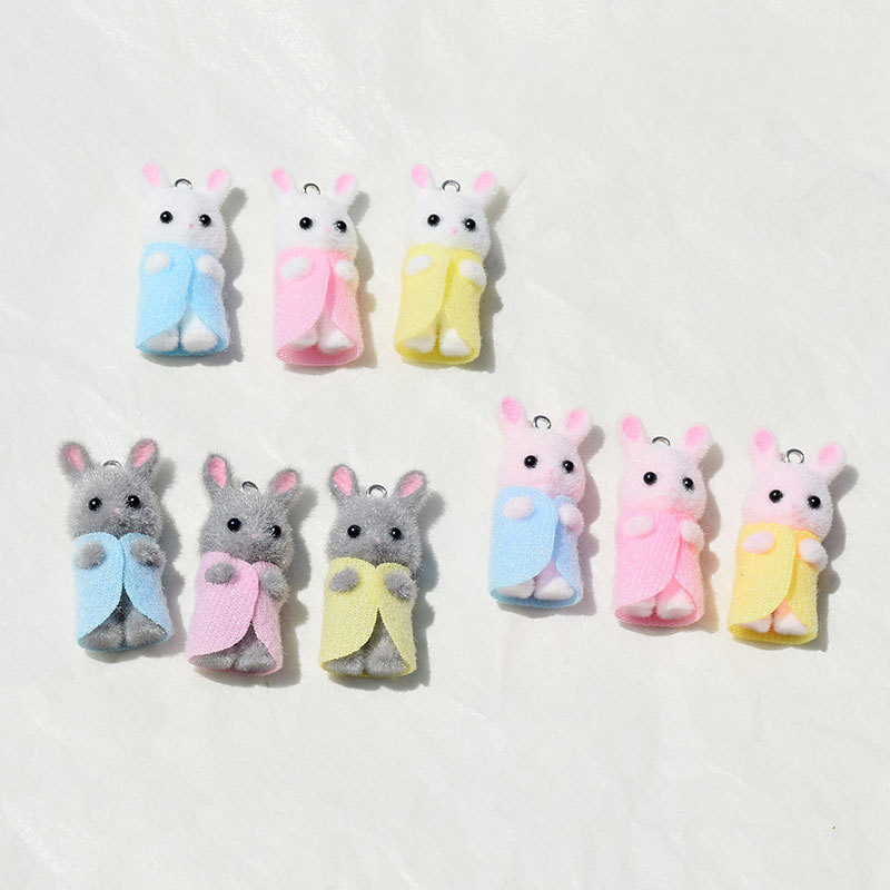 3Pcs 3D Flocking Resin Rabbit  - 3D Printing Earrings บทวิจารณ์และราคา
